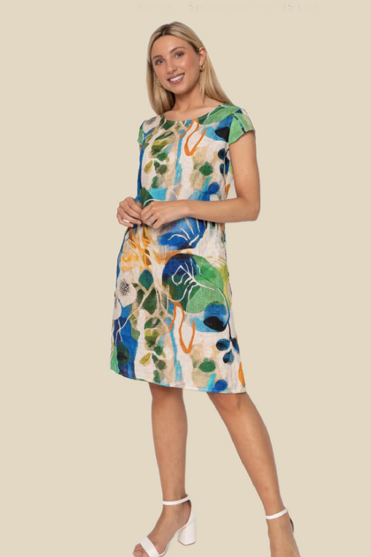 Abstract Linen Dress