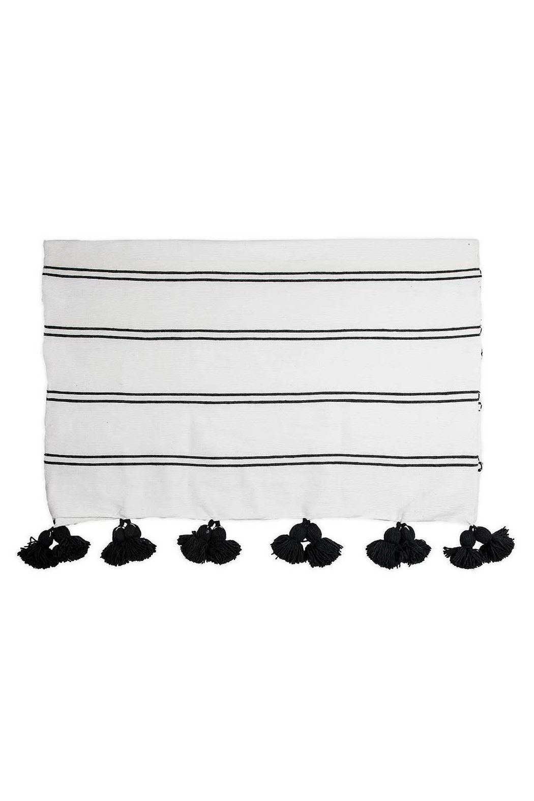 Black pom pom throw blanket hotsell