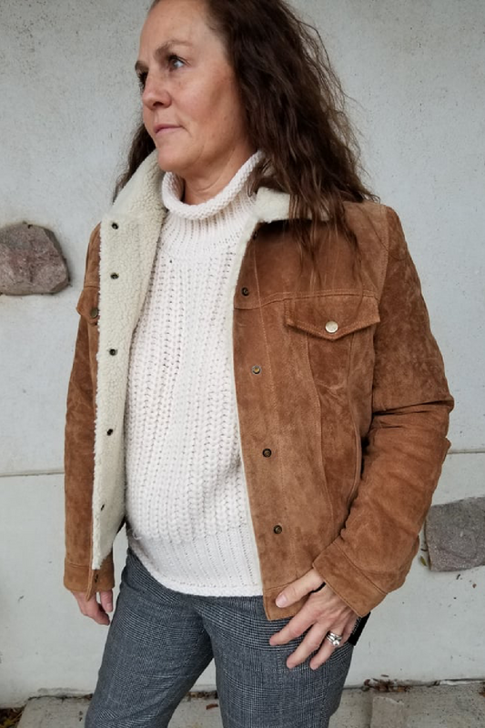 Tan Suede Sherpa Jacket