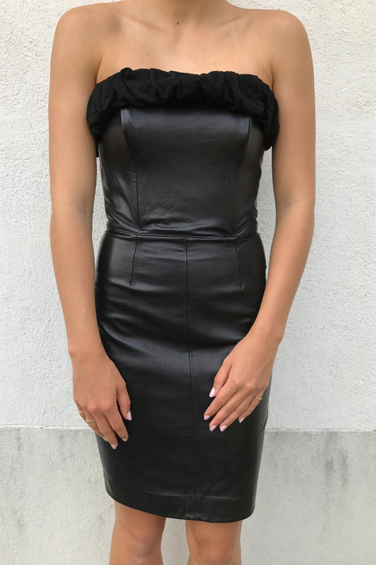 Strapless Leather Dress