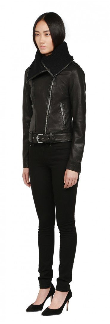 Leah Leather Jacket with Belt