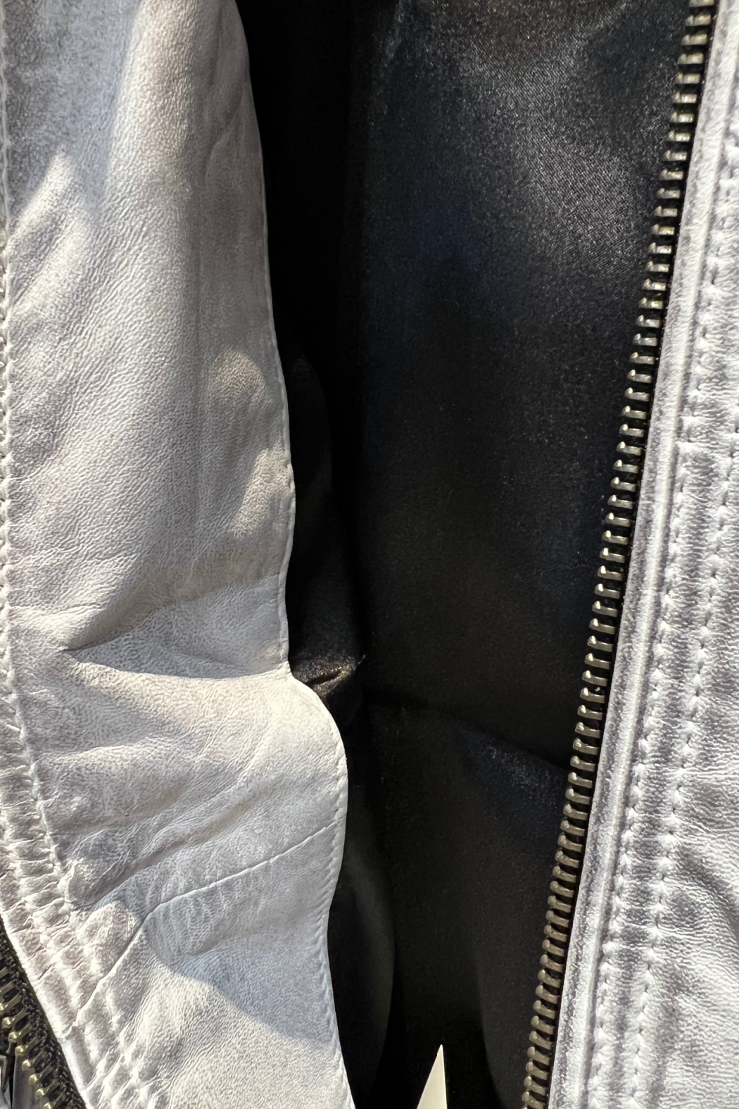 Grey Denim Leather