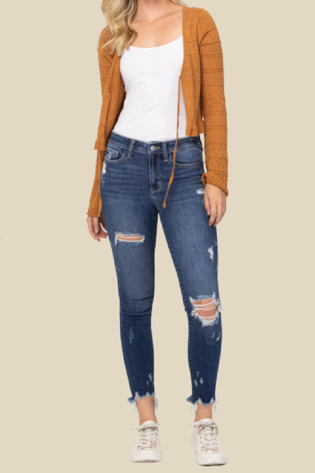 Raw hem ripped hotsell jeans