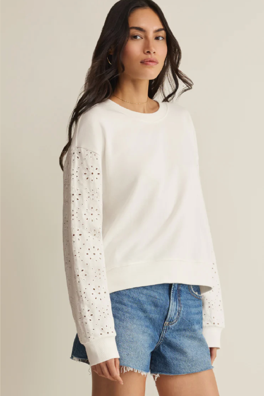 Mosaic Eyelet Sweatshirt
