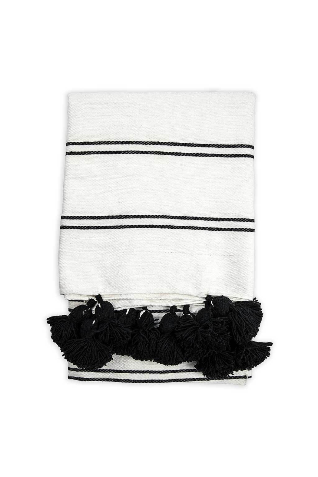 Pom Pom Double Black Blanket