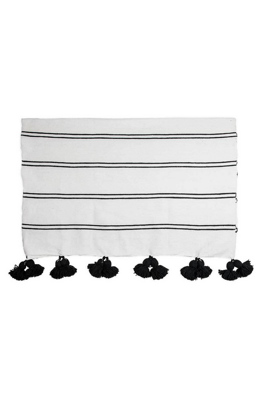 Pom Pom Double Black Throw