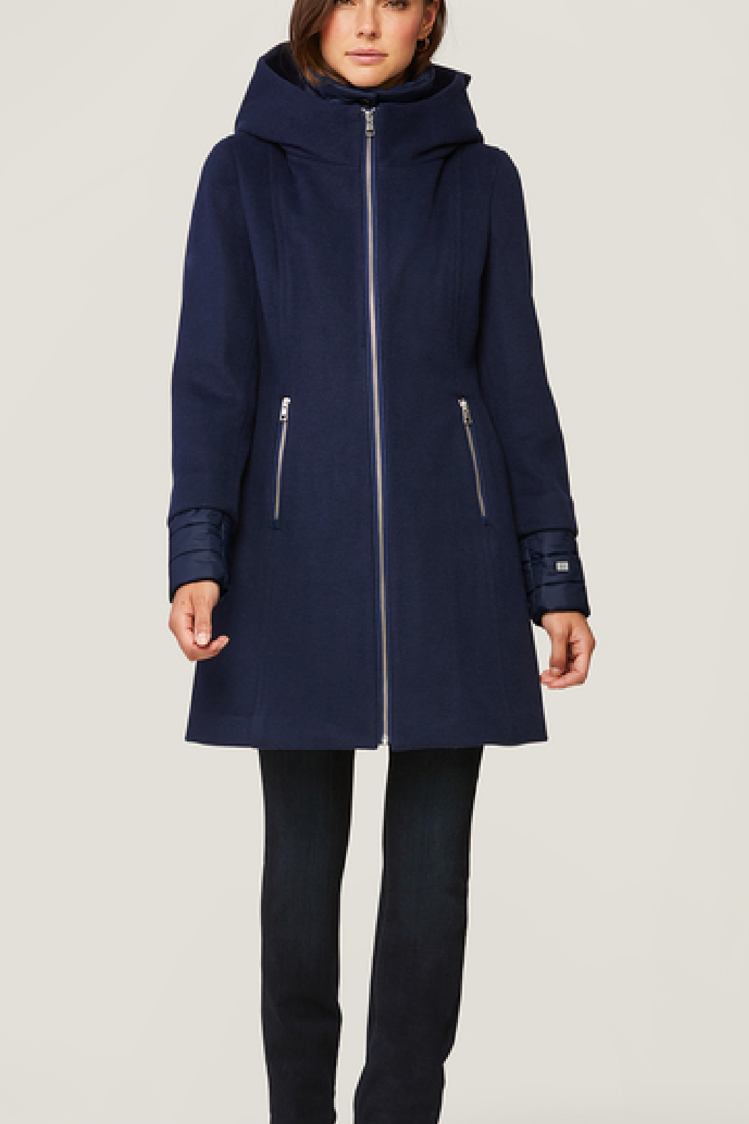 Soia & kyo rooney hooded mixed media coat on sale