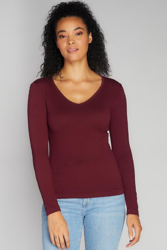 Seamless Rib V-Neck Top