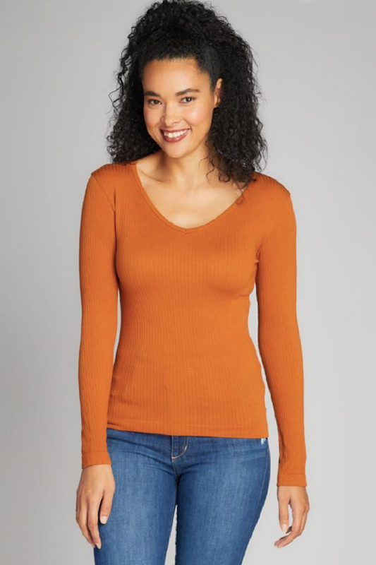 Seamless Rib V-Neck Top
