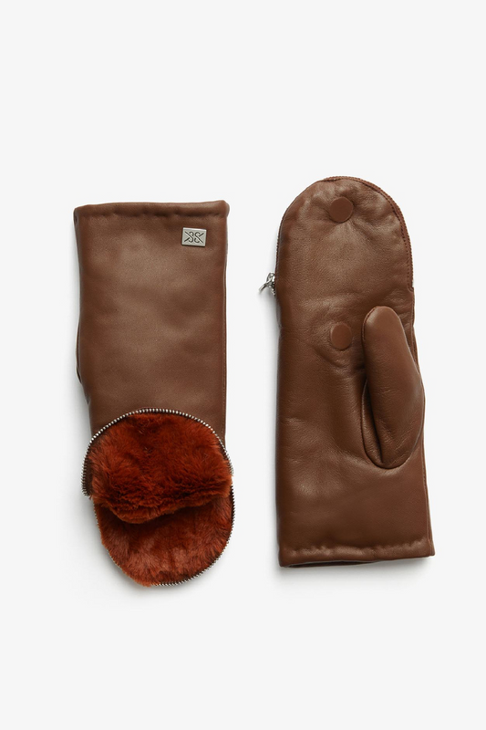 Betrice Faux Fur Leather Mitts