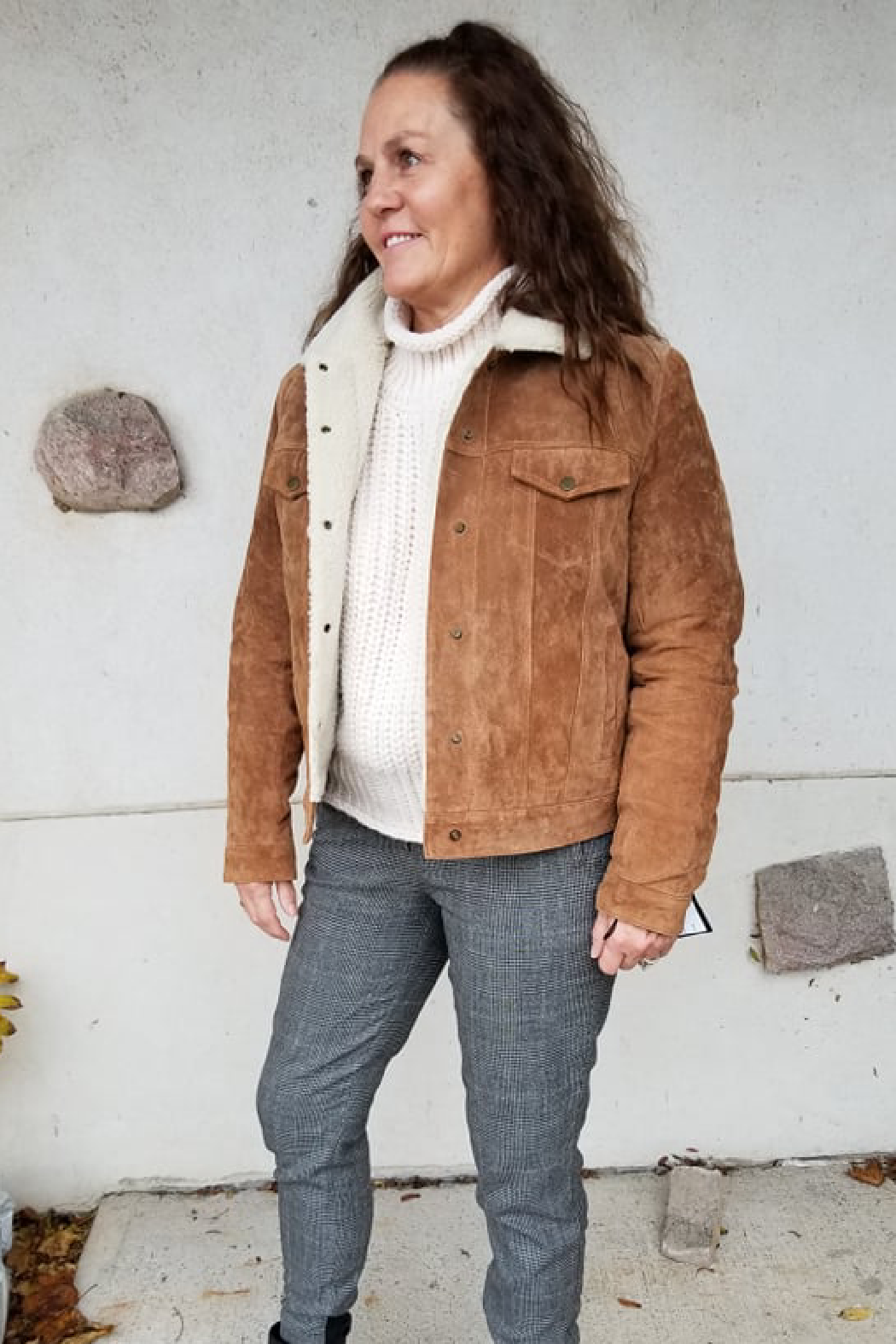 Tan Suede Sherpa Jacket