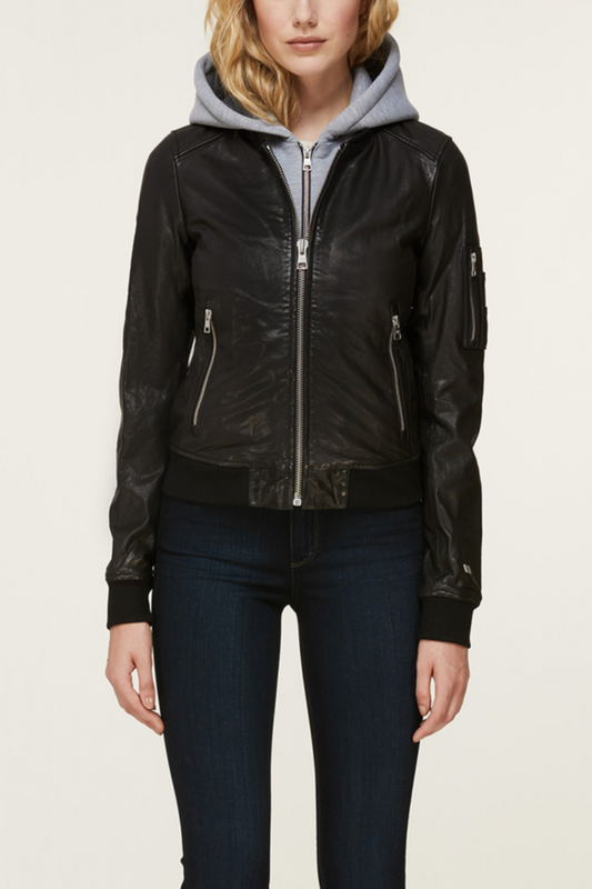 Farica Leather Bomber Jacket
