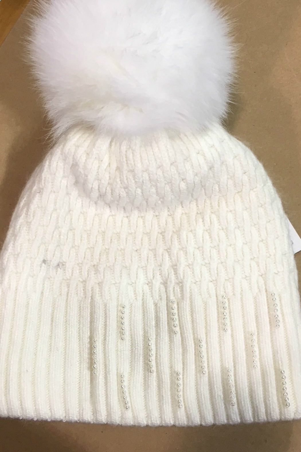 Knit with Pearls Toque with Ponytail Slot