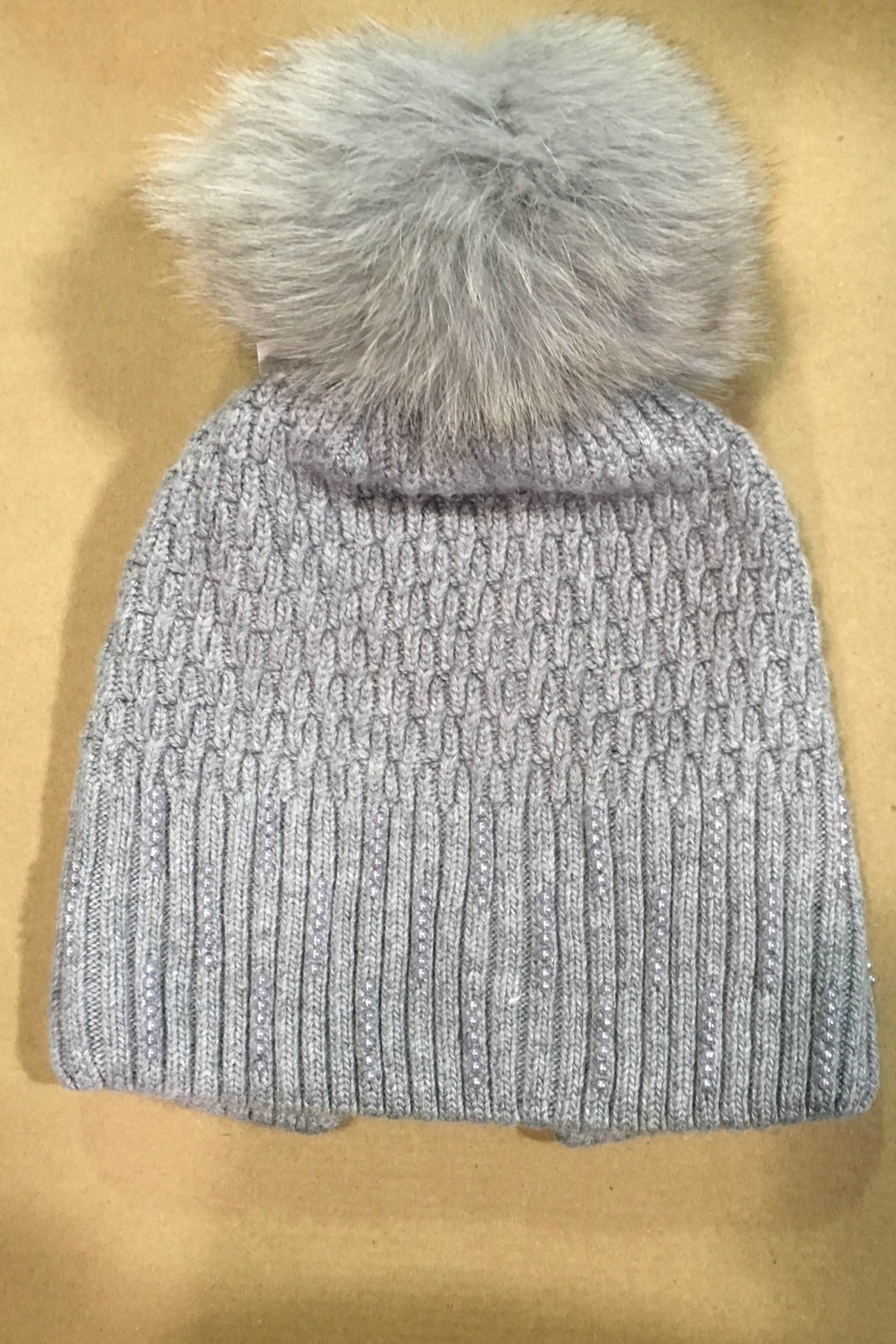 Knit with Pearls Toque with Ponytail Slot