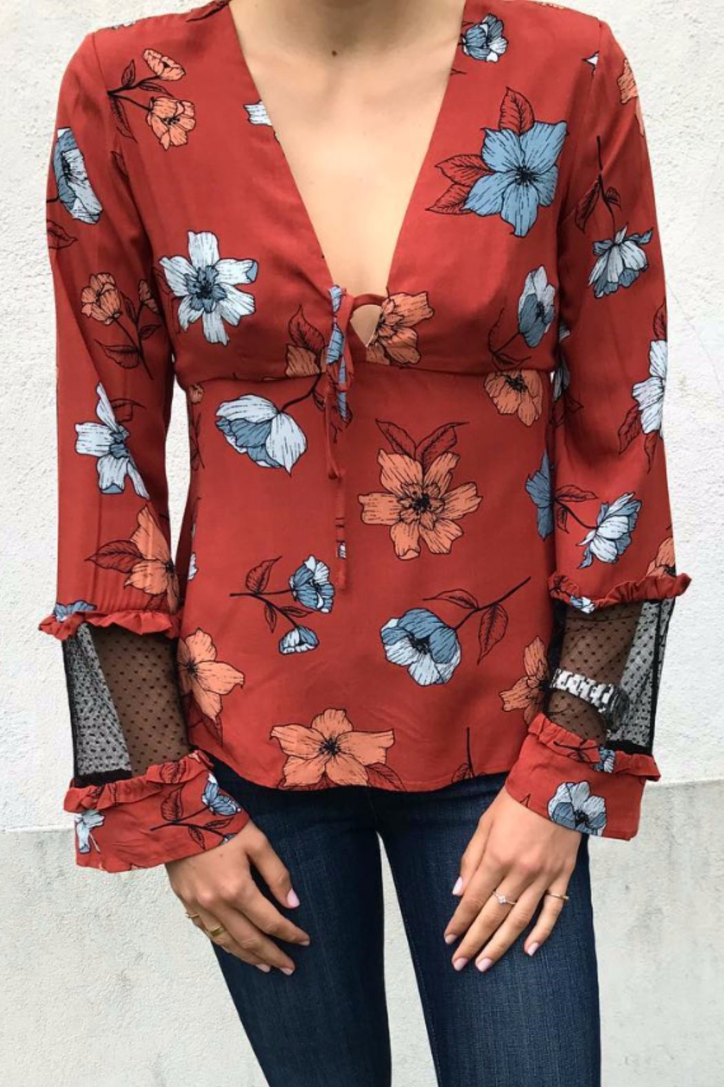 Ornate Tie Front Blouse